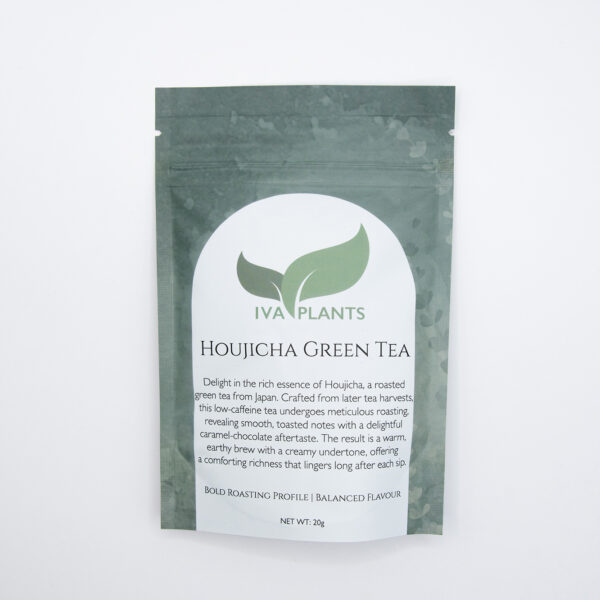 IVA Plants Houjicha Japanese Green Tea in eco-friendly packaging, roasted green tea