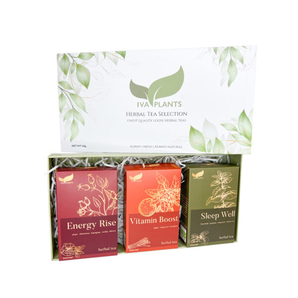 Herbal Tea Selection Gift Box – Energy Rise, Vitamin Boost, Sleep Well by IVA Plants
